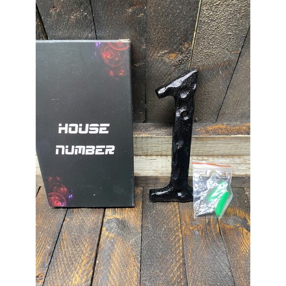 Black Cast Iron House Number Address Apt Suite Number #1 Heavy Duty 5.25 in - Picture 1 of 7